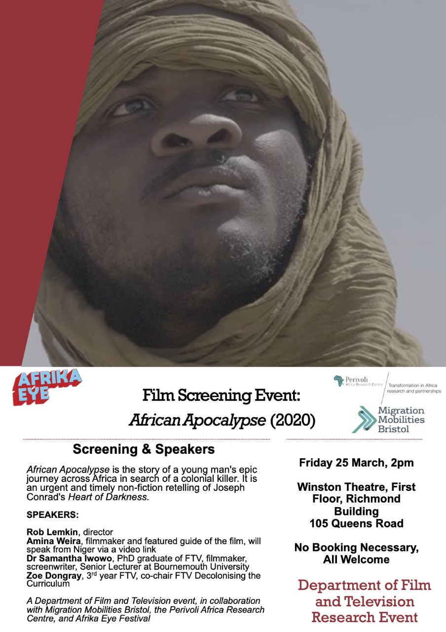 A screening of African Apocalypse.
Department of Film and TV Research Seminar